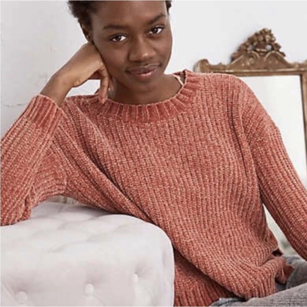Aerie chenille slate blue sweater size small - Picture 4 of 6